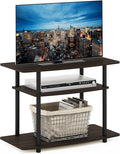 Furinno Turn-N-Tube No Tools 3-Tier Entertainment Center TV Stand for TV up to 32 Inch Plastic Round Tubes Dark Brown/Black