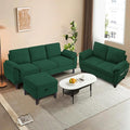 Convertible Sectional Sofa Set 79 Modern L Shaped Couch and 57 Loveseat Linen Upholstered 3 Seat Sofa Couches for Living Room Apartment Green