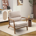 Bonzy Home Mid Century Modern Accent Chair Upholstered Reading Armchair with Solid Wood Frame &amp Thick Cushion Comfy Lounge Chair for Living Room Bedroom Apartment Beige