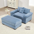 ERYE Modern Corduroy Upholstered Accent Chair and Ottoman Set Oversized Wider Seat Armchair Leisure Comfy Lounge Chaise with Removable CushionArmrests and 3 Pillows
