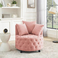 Velvet Swivel Barrel ChairModern Upholstered Accent Chair with WheelsLarge Single Sofa Chair for Living Room Club Bedroom Home Office (Pink+Velvet)