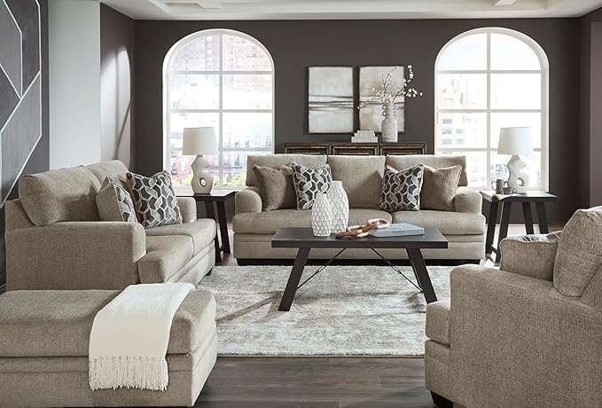 Signature Design by Ashley Stonemeade Casual Upholstered Oversized Chair with 1 Toss Pillow Light Brown