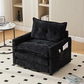 KEIKI 360-Degree Chenille Accent Sofa Chair with Thick Padded Arm and Side Pockets Single Sofa Chair with Memory Foam Support and Solid Metal Base Easy Assembly for Living Room and Bedroom Black