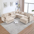 Oversized Modular Sectional Sofa Couch Large U Shaped Corner Couch with Ottoman Chenille Cloud Couches for Living Room Convertible 7 Seater Sectional Sofa for Office Spacious Space Camel