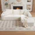 106'' Modular Sectional Sofa L-Shaped Boneless Cloud Couch with Chaise Lounge 4-in-1 Flexible Combination Faux Rabbit Fur &amp Layered Cushion Deep Seat No Assembly Beige Right Facing Chaise