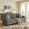 JUMMICO Corduroy Couches for Living Room 3 Seater Couch with Cup Holders and Removable Cover Small Sofa with Deep Seats for Apartment Terrace or Loft (Gray)