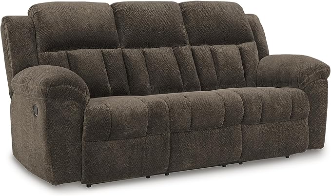 Signature Design by Ashley Frohn Modern Manual Reclining Sofa Dark Brown