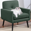 Mid Century Accent Chair Fabric Modern Chair with Wooden Frame Cozy Armchair Reading Chair with Comfy Back for Apartment Living Room Bedroom Waiting Room Small Space Corner Green