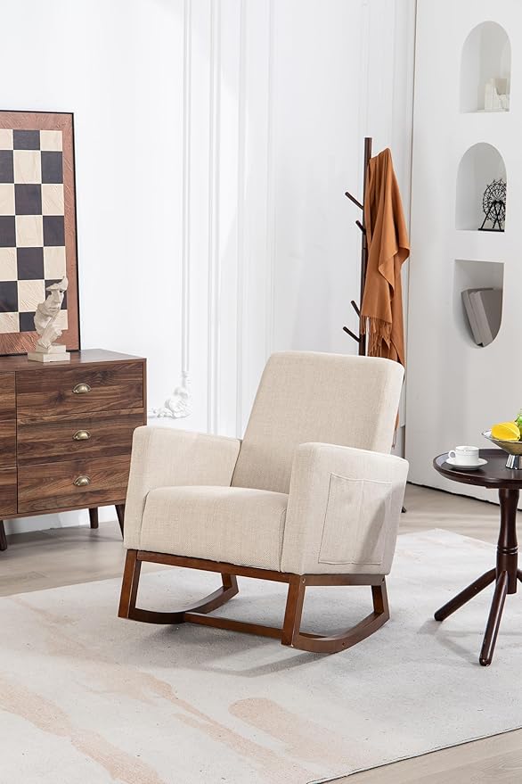 Mid Century Modern Accent Chair with Wood e Upholstered Living Room Chairs with Waist Cushion Reading Armchair for Bedroom Sunroom