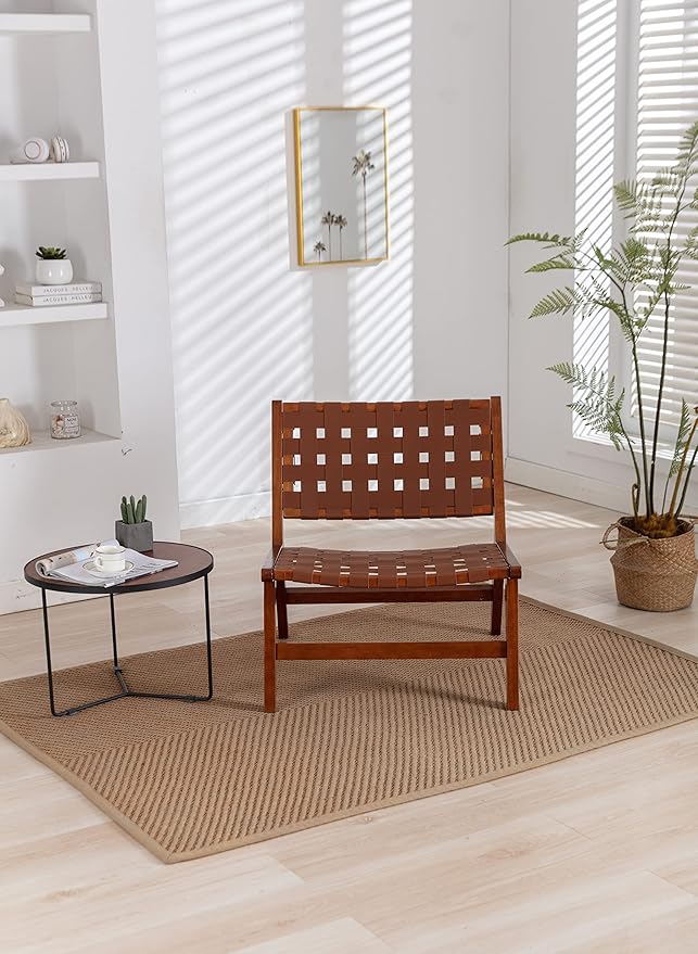 Solid Wood Frame Chair with White Faux Wool. Modern Accent Chair Lounge Chair for Living Room