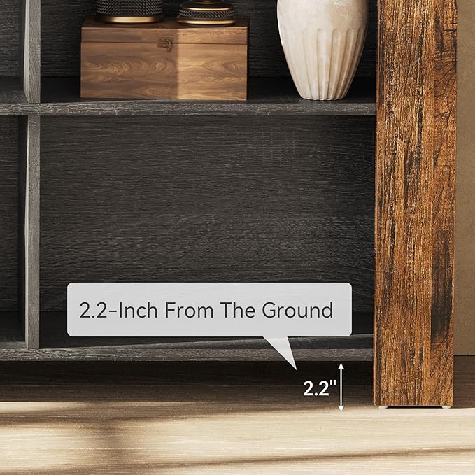 LITTLE TREE TV Stand with Storage 63-Inch Entertainment Center with Shelves Modern Media Console for Television up to 65 for Living Room Bedroom Brown + Black