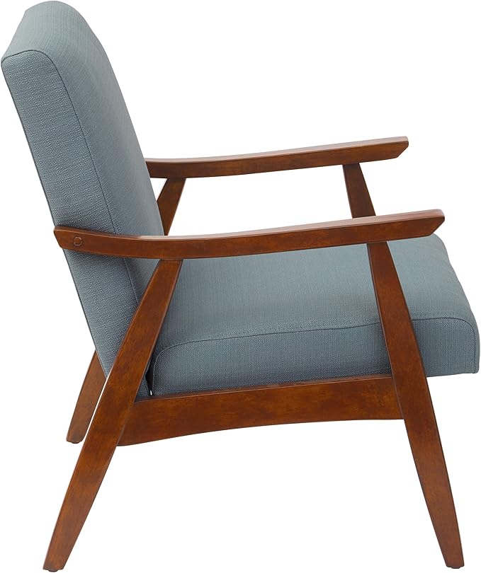 OSP Home Furnishings Davis Accent Chair with Medium Espresso Frame Klein Sea Green