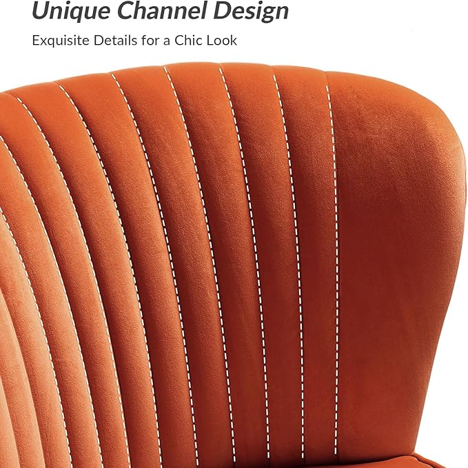 HULALA HOME Velvet Loveseat Sofa with Gold Legs Mid-Century Modern Upholstered Love seat Couch Tufted Small 2-Seat Sofa Armless for Living Room Bedroom Apartment Small Spaces Orange
