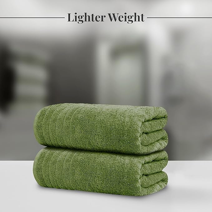 Tens Towels Pack of 2 Extra Large Bath Sheets 35 x 70 Inches 100% Cotton Larger &amp Lighter Weight Quicker to Dry Super Soft &amp Absorbent Oversized Bath Towels Green