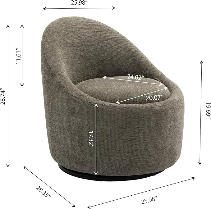 COLAMY Chenille Fabric 360 Swivel Accent Chair Set of 1 Green