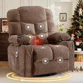 Oversized Massage Swivel Recliner Chair with Lumbar Heating for Living Room Rocker Recliner Single Sofa with Cup Holders and USB Charge Port Large Big Chair Recliners for Adult