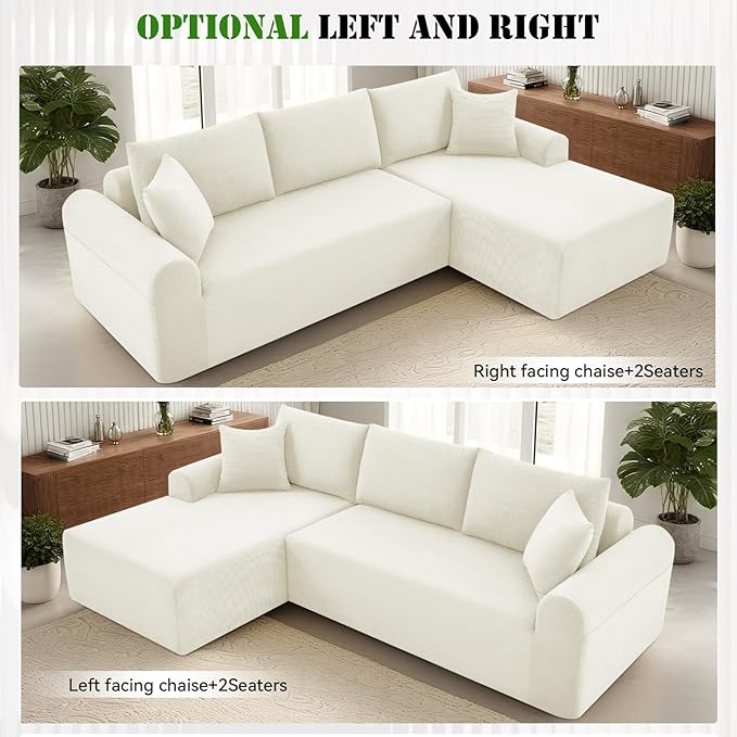 103 Cloud Modular Sectional Couch for Living RoomModern L-Shape Sofa Couch with Chaise Upholstered Modular Sectional Sofa with Deep SeatNo Assembly Required(Beige Left Facing Chaise)