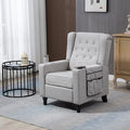 Generic Pushing Recliner Chair Modern Button Tufted Wingback Push Back Recliner Chair Living Room Chair Fabric Manual Single Reclining Sofa Home Theater Seating for BedroomLight Gray