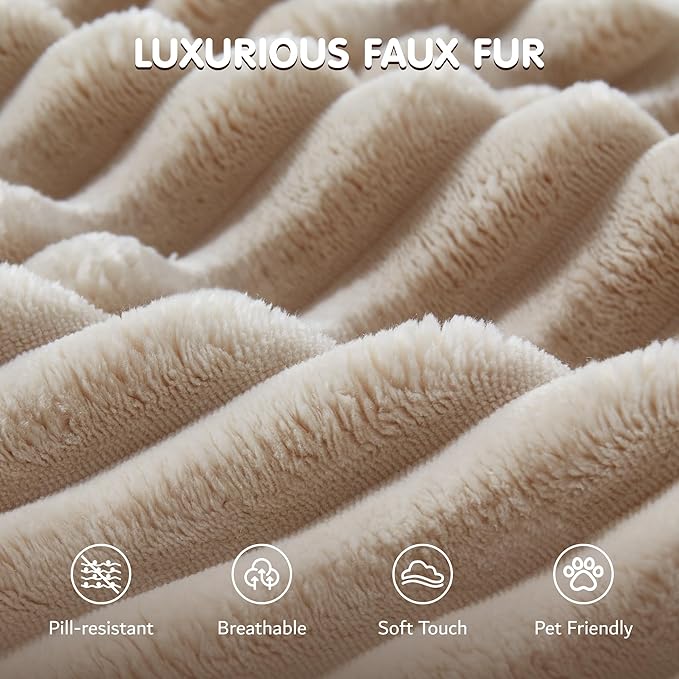 ovios 58 Oversized Round Chair Lounge Chaise Indoor No Assembly Required Cloud Large Circle Chair with Plush Fuax Fur Fluffy Modern Sleeper Sofa Bed for Reading Yoga Beige (Plush Corduroy Fabric)