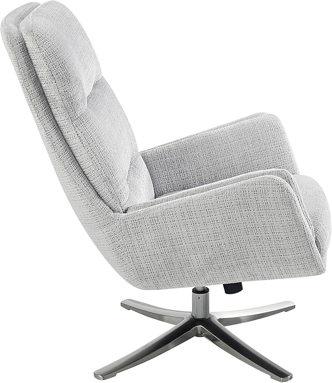 Lexicon 360 Degree Swivel Accent Chair with Ottoman Chenille Upholstered Swivel Lounge Chair with Armrest Criss-Cross Legs and Footstool for Living Room/Office/Bedroom Gray