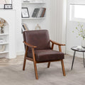 Mid Century Modern Accent Chairs with Arms Portable Rustic Solid Wood Home Chair Comfortable Chairs for Living Room Extra Seating Modern Accent Chair for Bedroom OfficeDarkbrown-Microfiber
