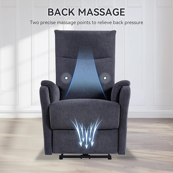 Electric Power Recliner Chair with USB PortFabric Single Sofa Seat Chair Home Theater Seating with Recliner FunctionErgonomic Lounge Chair (Bluish Grey-Massage Compact Design)