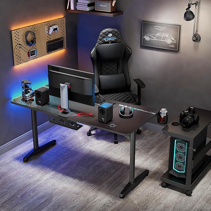 EUREKA ERGONOMIC Gaming Desk 60 Home Office Computer Desk New Polygon Legs Design Captain Series (60 Inch Black)