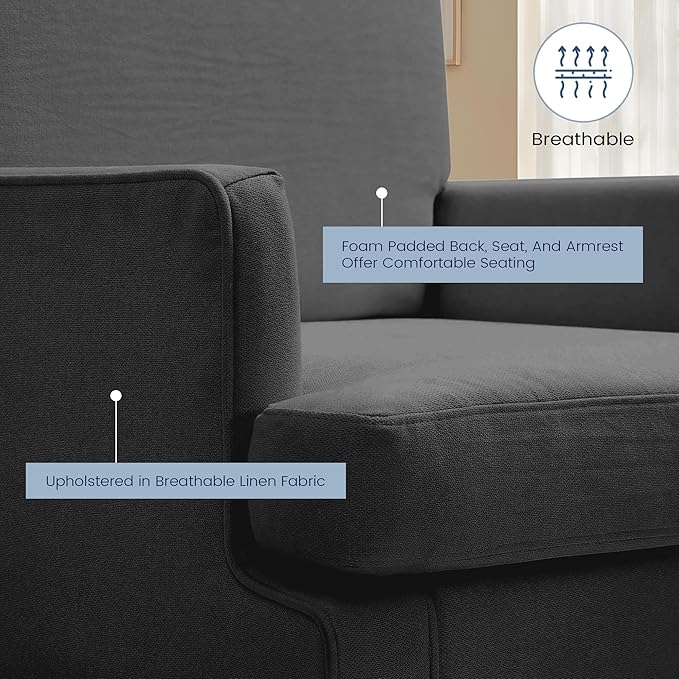 Kromax Accent Chair for Living Room Set of 2 No Screws Assembly Required Mid-Century Reading Chair for Bedroom Comfy Upholstered Armchair with Sturdy Legs Single Sofa Chair for Apartment Black