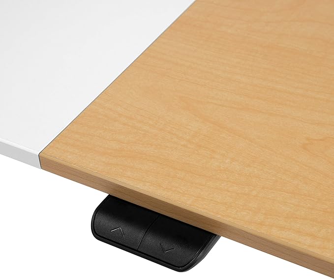 Furniture of America Grant Minimalist Metal Height Adjustable 48 in. Standing Desk for Home Office White and Maple