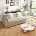 111.5 Sofa Modular Sectional Cloud Couch 3-Seat Chenille Deep Seat Sofa with Pillow for Living Room Bedroom and Apartment Light Coffee