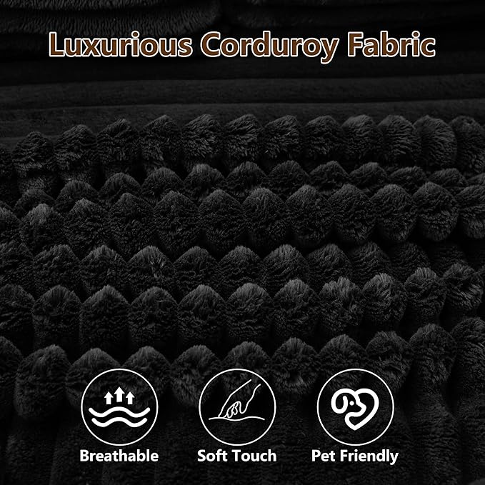 103'' Modular Sectional Sofa with Deep Seat Comfy L Shaped Couch Modern Cloud Couch with Oversized Chaise Corduroy No Assembly Required for Living Room Bedroom Black