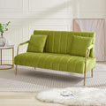 Dolonm 60 Velvet Loveseat 2 Seater Upholstered Couch with 2 Pillows Mid Century Pleated Velvet Sofa with Gold Metal Legs Perfect for Small Spaces Apartments Offices Bedrooms