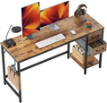 CubiCubi Computer Desk with 2 Drawers 47 Inch Small Home Office Desk with Storage Study Writing Table Rustic Brown