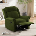 360° Swivel Recliner Chair with Adjustable Backrest Manual Rocking Recliner Home Theater Manual Recliner Chair with Metal Base and Velvet Fabric for Living Room (Green 2)