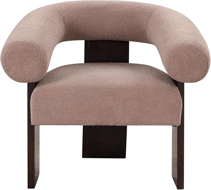 Generic The Curved Wishbone Frame Accent Chair Velvet for Living Room Light Brown