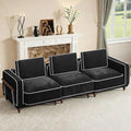 112 Cloud Modular Sectional SofaOversized Deep 3 Seater Couch with Armrests Wooden LegsComfy Thicked Cushion Upholstered Sofa for Living Room BedroomBlack