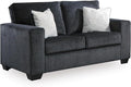 Signature Design by Ashley Altari Modern Loveseat with 2 Accent Pillows Dark Gray