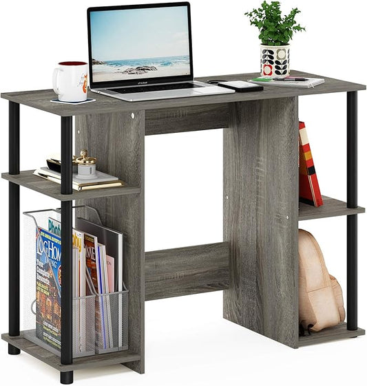 Furinno Jaya Computer Study Desk With Open Storage French Oak Grey/Black