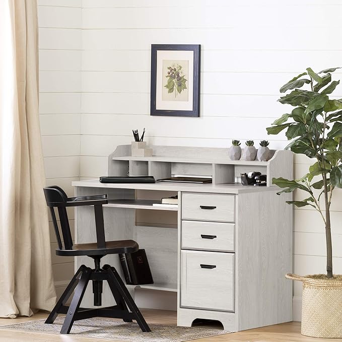 South Shore Versa Computer Desk with Hutch Winter Oak Traditional