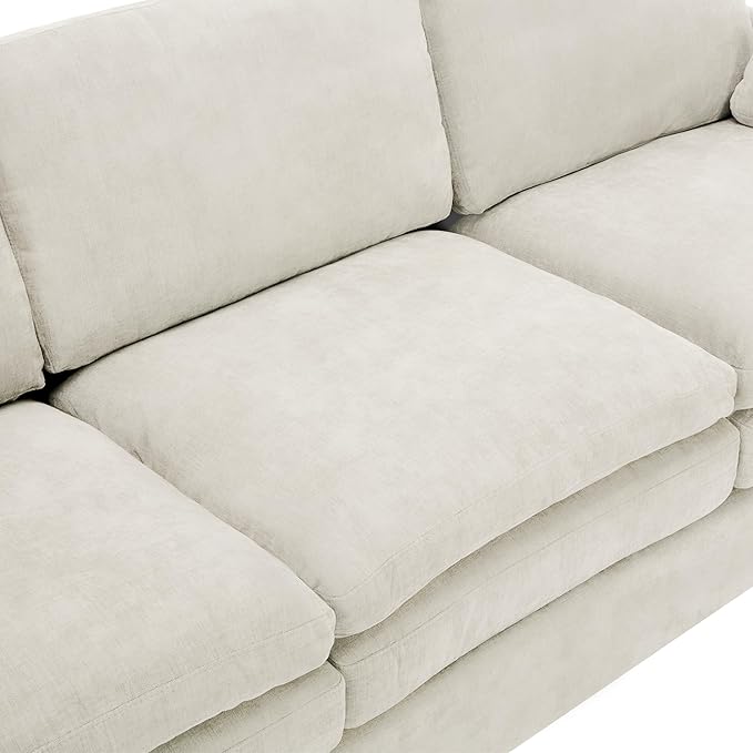3-Piece Cozy Upholstered Sofa Set Upholstered Sofa Set with Single Sofa Loveseat and 3-Seater Sofa Oversized Comfy Cloud Sofa for Living Room Office Apartment (Beige-4c)