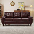 79-inch 3 Seater Couch with Storage Mid-Century Vintage Retro Faux Leather PU Upholstery Tufted Cloud Comfy Deep Seat Sofa Couch for Living Room Office Apartment Burgundy