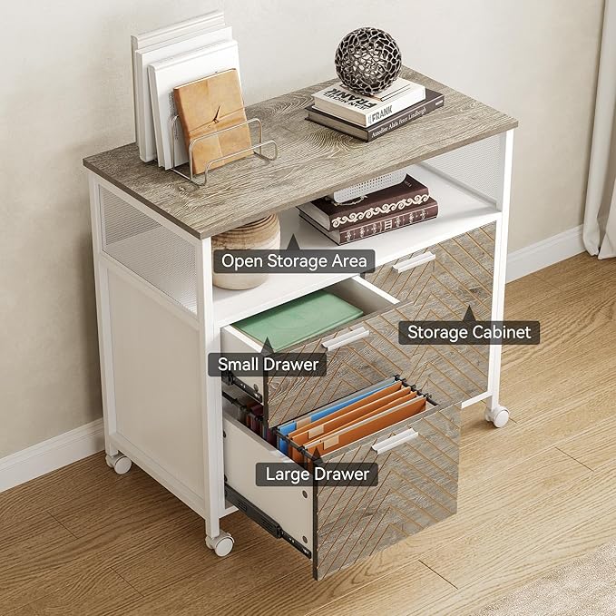 LITTLE TREE 63-Inch Office Desk with 31.5-Inch Lateral File Cabinet Study Writing Desk Computer Desk for Home Office