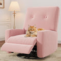 Recliner Chair 360° Swivel Rocking Glider Chair for Adults with Adjustable Backrest &amp Footrest Cozy Corduroy Upholstered Armchair for Living Rooms Bedrooms Apartments Pink