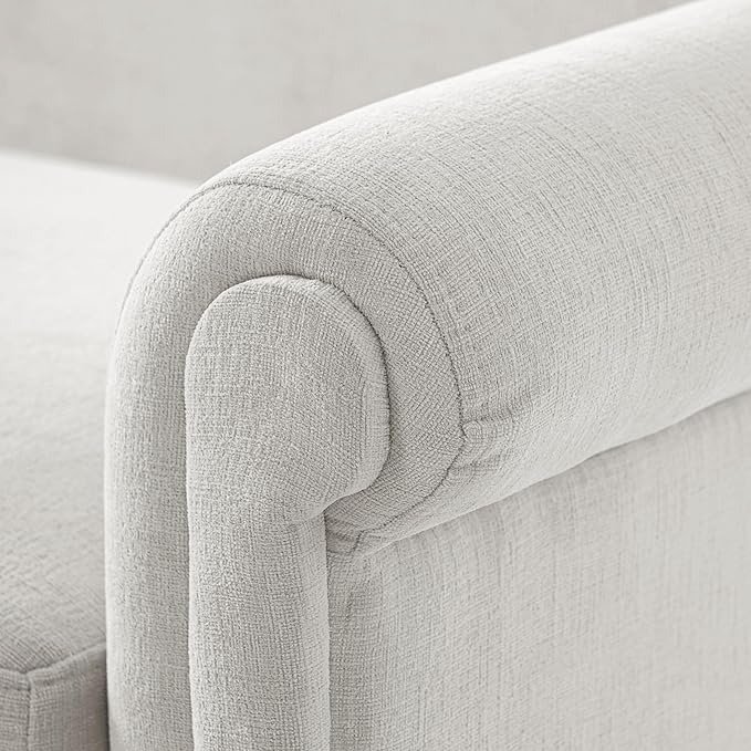 Christopher Knight Home Sola 77.5'' Modern Chenille Upholstered Loveseat Sofa with Rolled Armrest and Rubberwood Frame 2-Seater Home Sofa Living Room Comfy Couch for Hotel/Apartment Light Grey