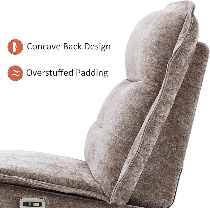 MCombo Wall Hugger Armless Power Recliner Chair with USB Ports 29.5 Extra Wide Seat Oversized Fabric Powered Reclining Sofa for Living Room Small Space ALR01