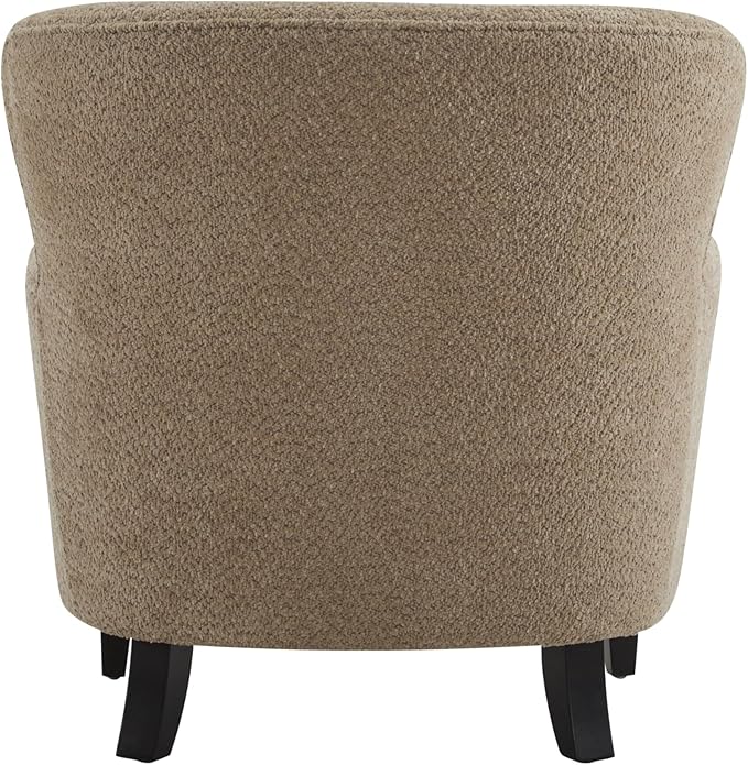Christopher Knight Home Winnie Accent Chair and Ottoman Set Living Room/Bedroom Wooden Comfy Reading Chair with Footrest Stool Boucle Upholstered Wingback Single Sofa Brown