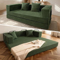 5‑in‑1 Futon Sofa Bed Queen– Floor Foldable Convertible Sofa Couch with L‑Shaped Armrests Removable Cover Green Convertible Guest Bed | Space‑Saving Fold‑Out Mattress Lounge for Living Room/Bedroom