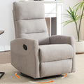 360° Swivel Rocking Chair for Nursery Manual Glider Chair Nursing Chair with Side Pockets Polyester Glider for Living Room Heavy Duty Motion Mechanism Light Gray