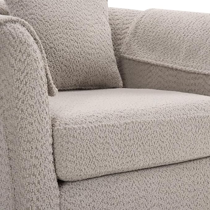 Swivel Accent Chair with Ottoman Modern Chenille Comfortable Bucket Chair with Removable Pillow Small Couch Barrel Armchair for Small Spaces Living Room Bedroom Office (Gray)