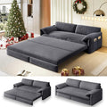 66 Futon Sofa Bed Queen Size Pull Out Bed 3-in-1 Convertible Sleeper Sofa with Side Pocket Modern Velvet Futon Couch for Living Room Small Space Apartment Bedroom Grey